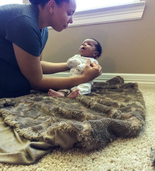 new mom of 2, mom holding baby